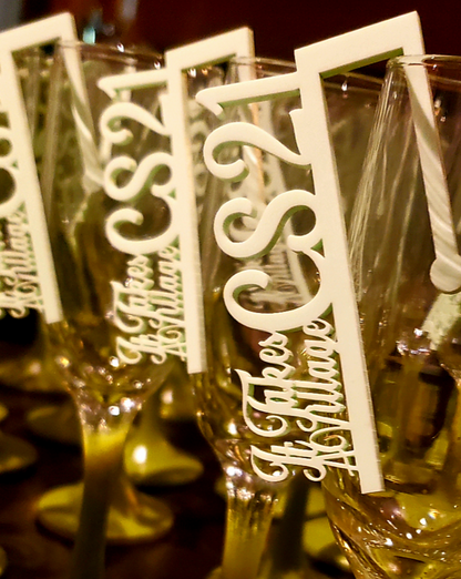 WINE GLASS  DRINK CHARMS (PERSONALIZED) SOLD IN SETS OF 12