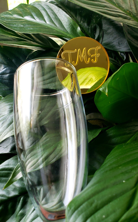 ACRYLIC DRINK CHARMS ROUND (Engraved) (Sold in Sets of 24)