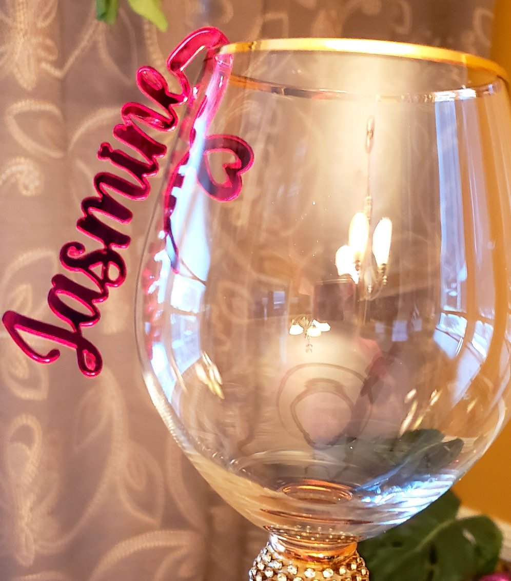 WINE GLASS  DRINK CHARMS (PERSONALIZED) SOLD IN SETS OF 12