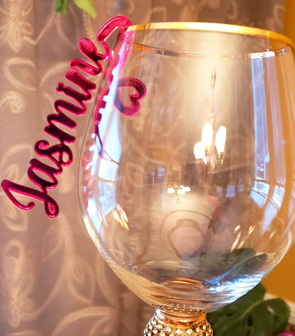 WINE GLASS  DRINK CHARMS (PERSONALIZED) SOLD IN SETS OF 12